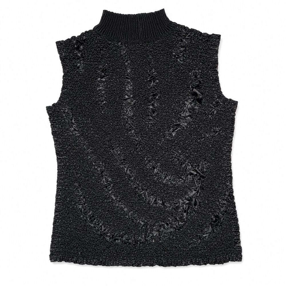 She’s All That Y2K Black Crinkle Mock Neck Top One Size
